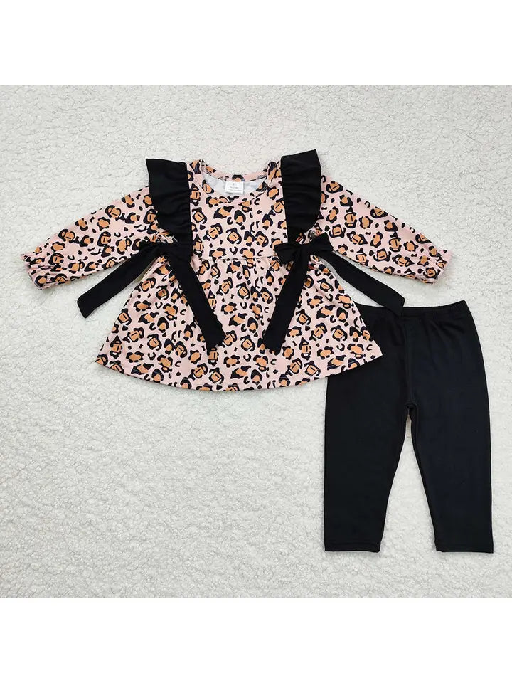 Leopard Bow Pants Set