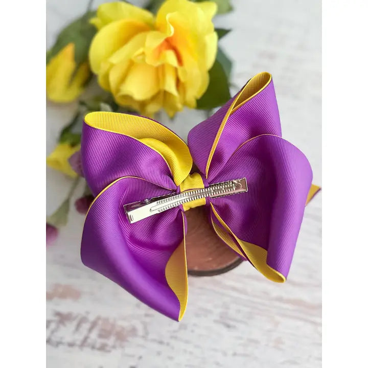 Mardi Gras Embroidered Hair Bow