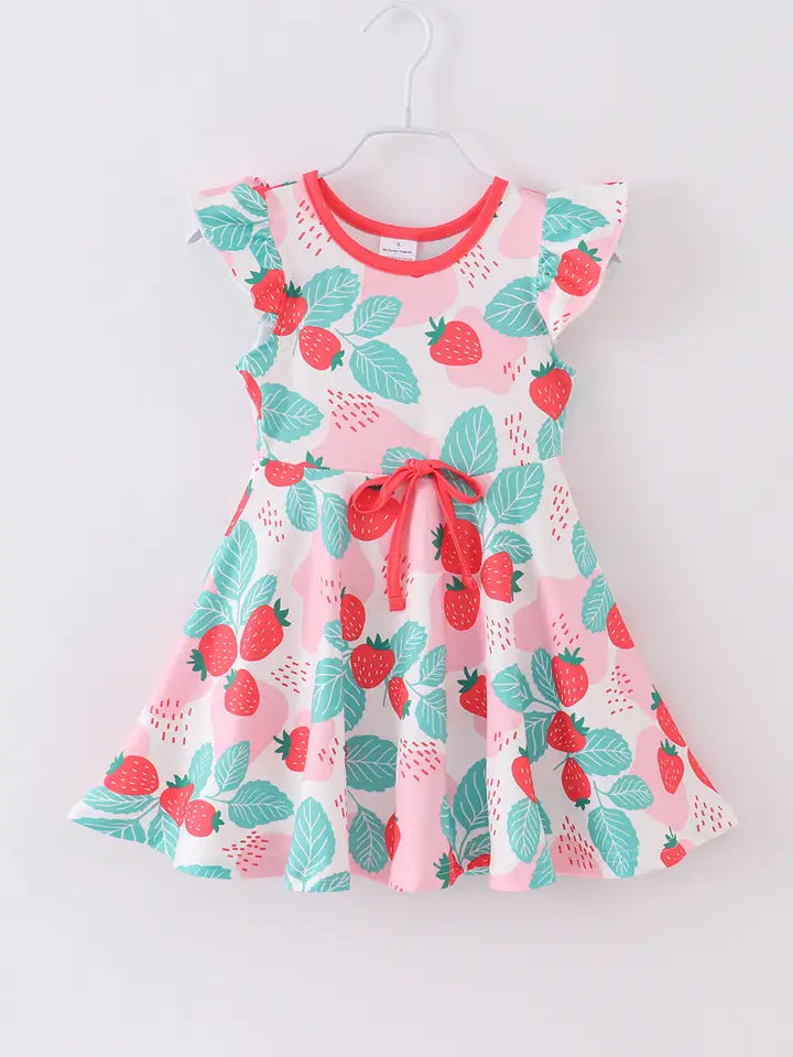 Pink Strawberry Ruffle Dress