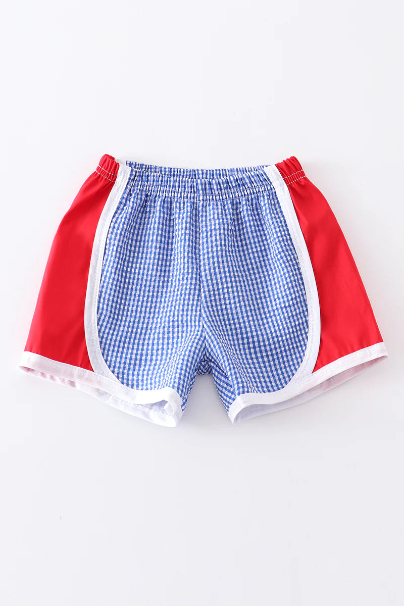Navy/Red Plaid Seersucker Shorts