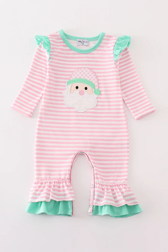 Pink Stripe Santa Romper