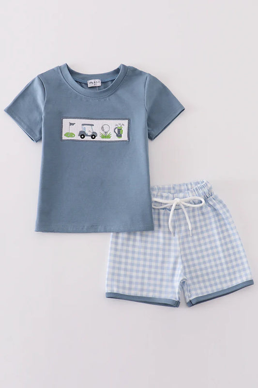 Golf Day Smocked Boy Set