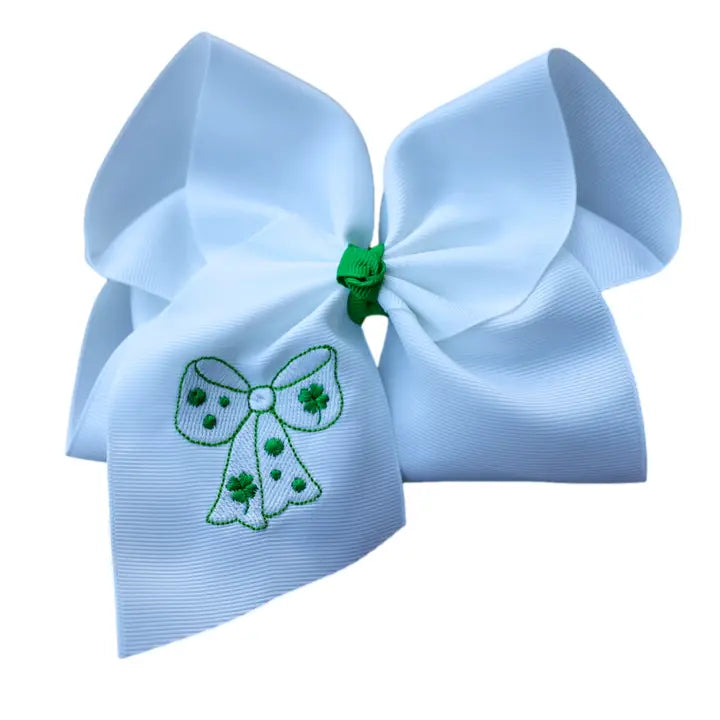 Miss Clover Embroidered Hair Bow