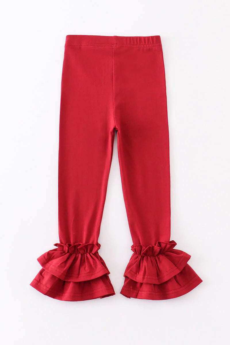 Maroon Ruffle Double Layered Pants