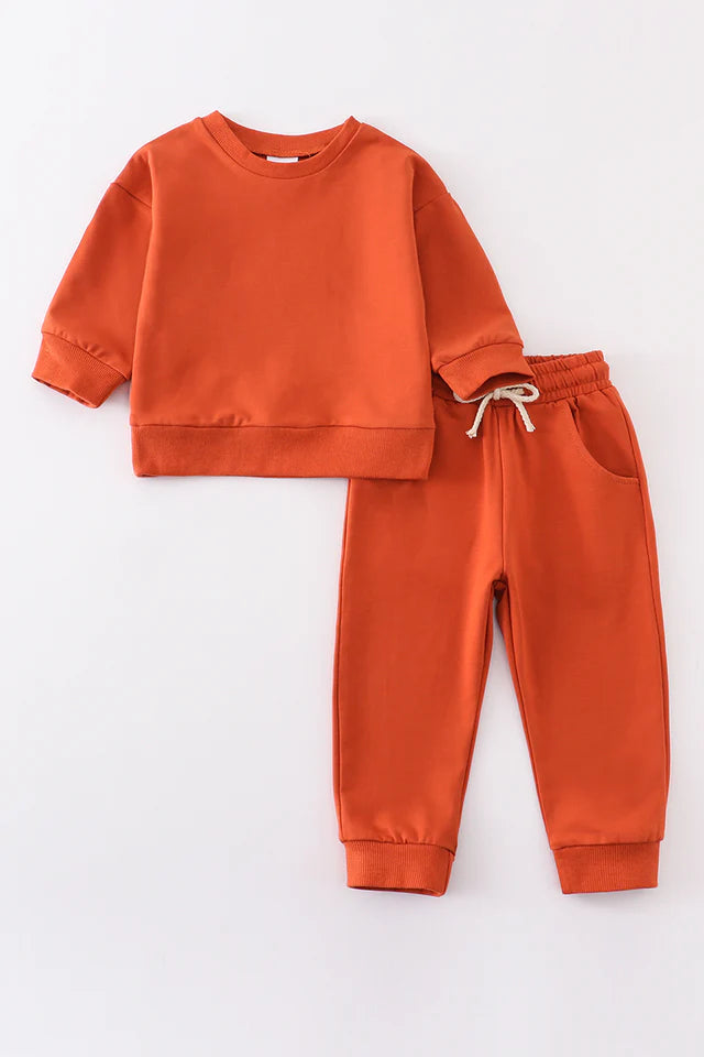 Orange sweatshirt & pants set