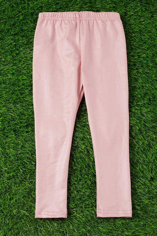 BLUSH PINK SATIN SILK STRETCHY LEGGINGS