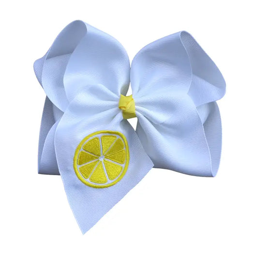 Lemon Embroidered Bow