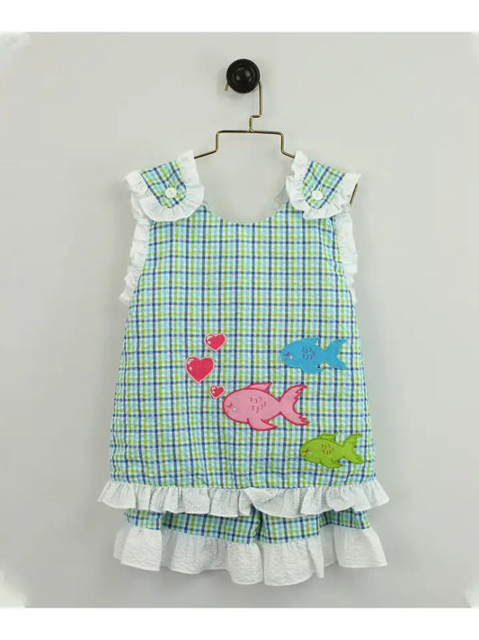 Shirt & Short Set with Fish Appliques