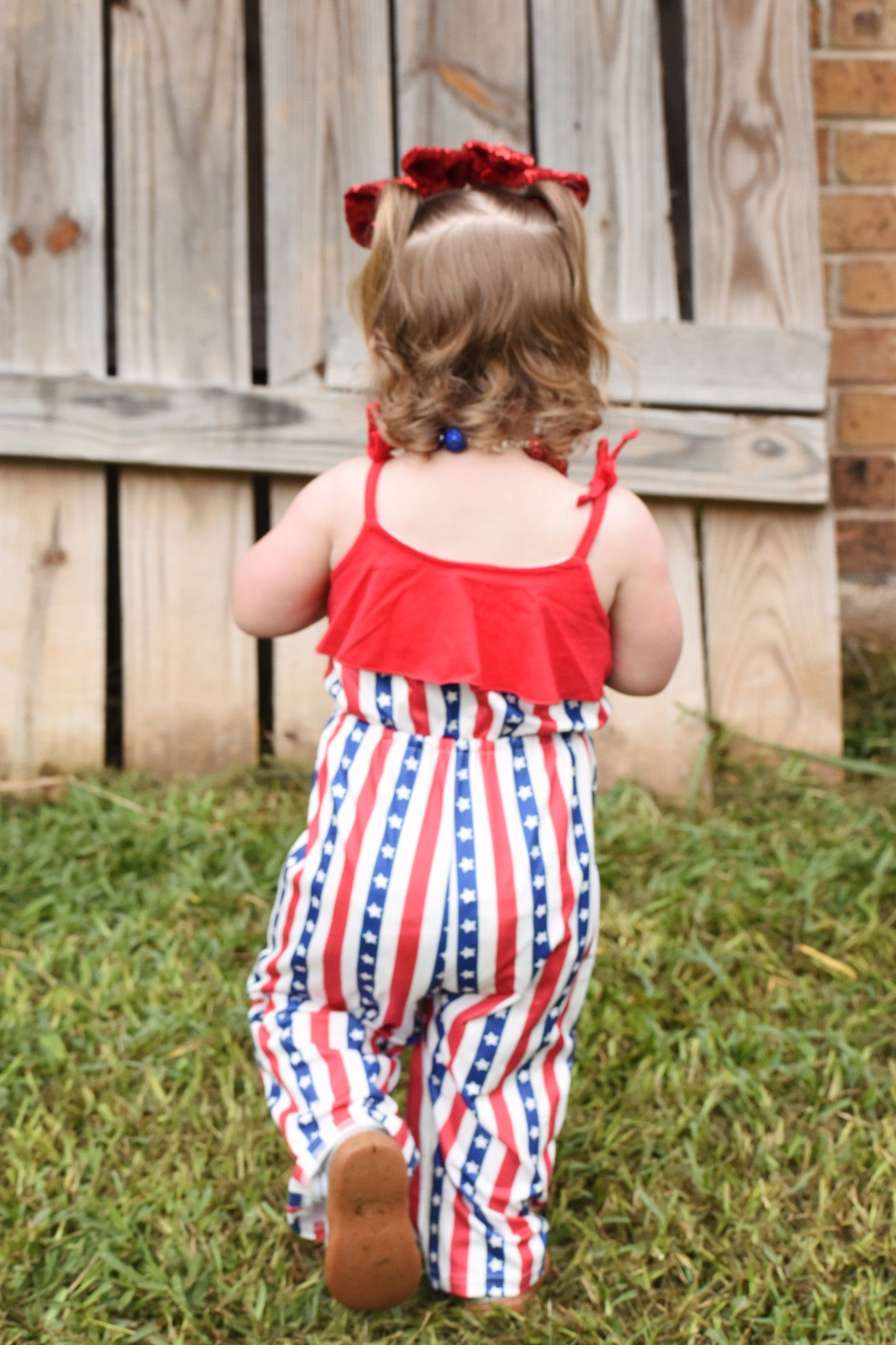 Red, White, And Blue Tie Romper