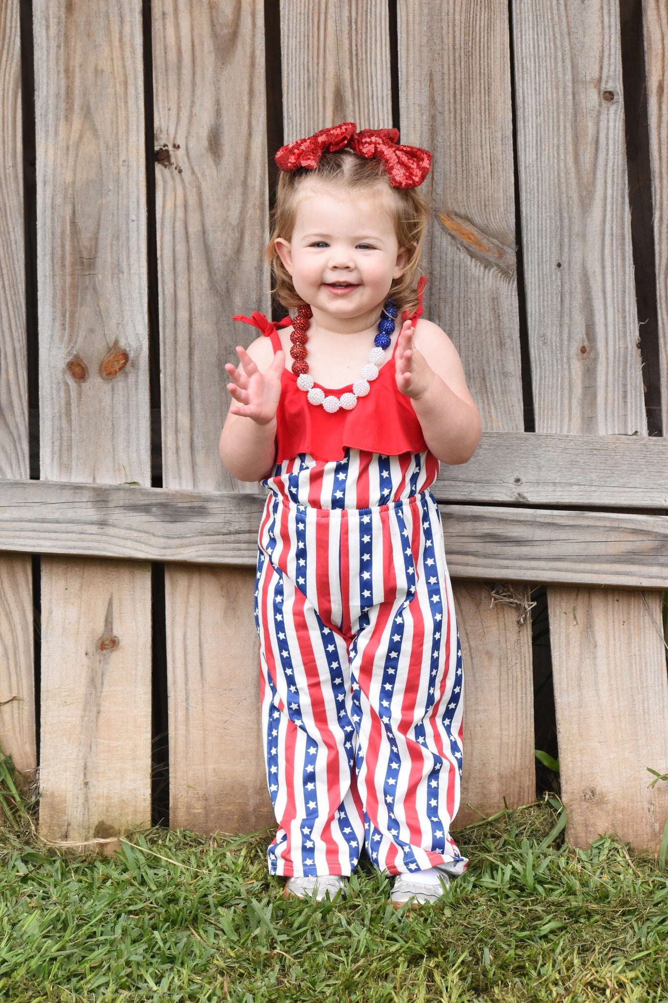 Red, White, And Blue Tie Romper