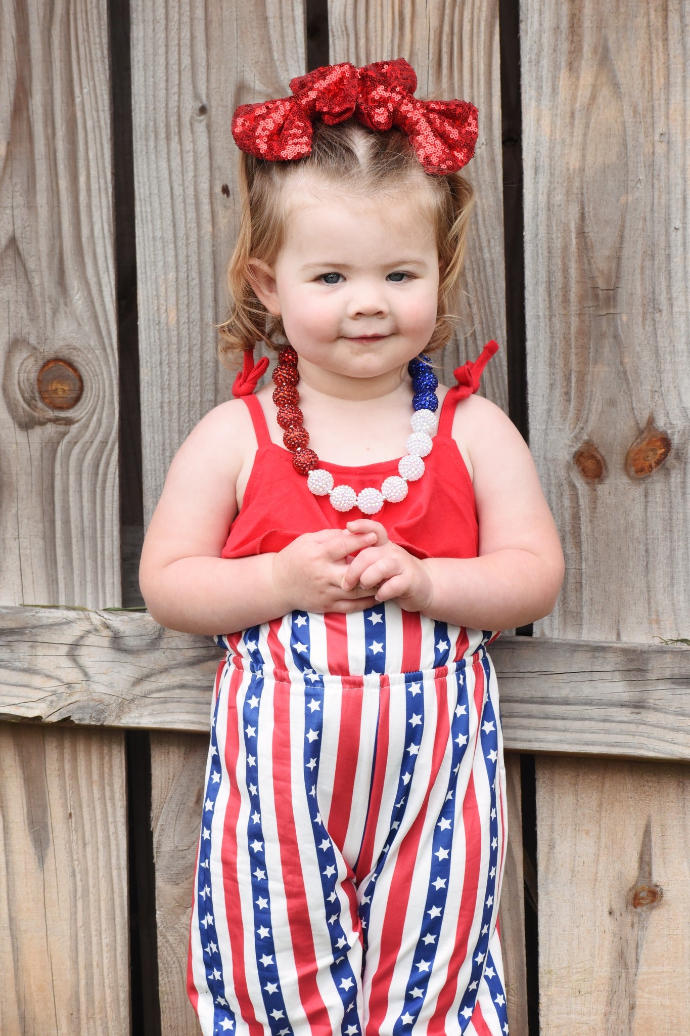 Red, White, And Blue Tie Romper