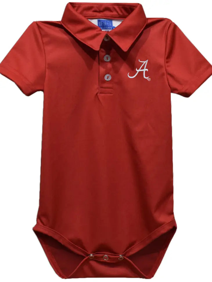 Alabama Crimson Tide Embroidered Red Solid Polo One-Piece