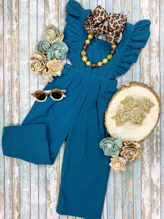 Teal Ruffled Jumpsuit