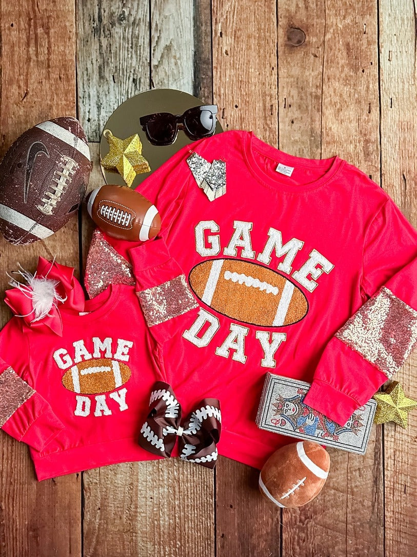 Red Game Day Chenille Letter Mommy & Me