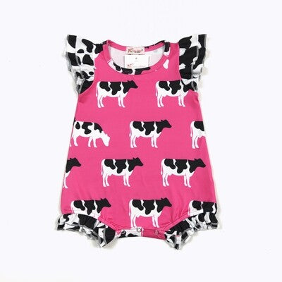 Hot Pink Cow Girl Romper