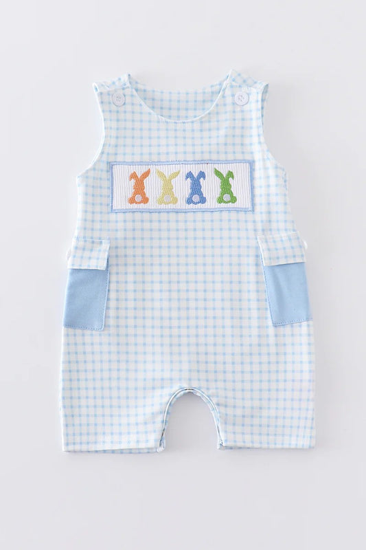 Bunny Tails Gingham Boy Romper