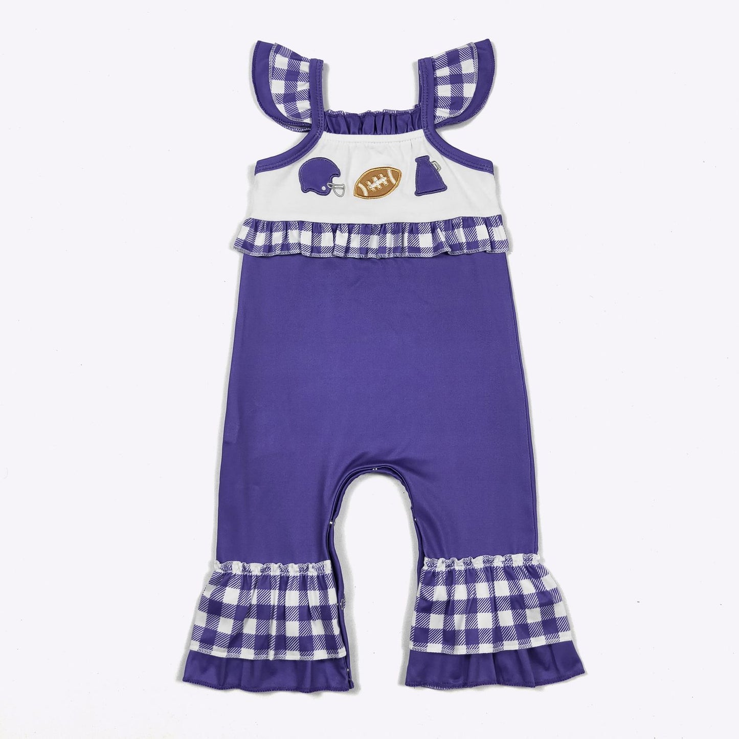 Team Spirit Baby Romper-Purple embroidery