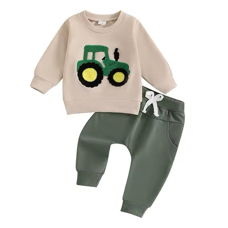 French Knot Green Tractor Set