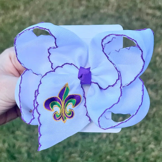 Mardi Gras Fleur-De-Lis Hair Bow (B7)