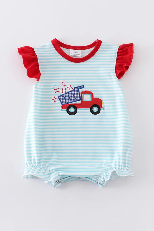 Baseball Dump Truck Girl Romper