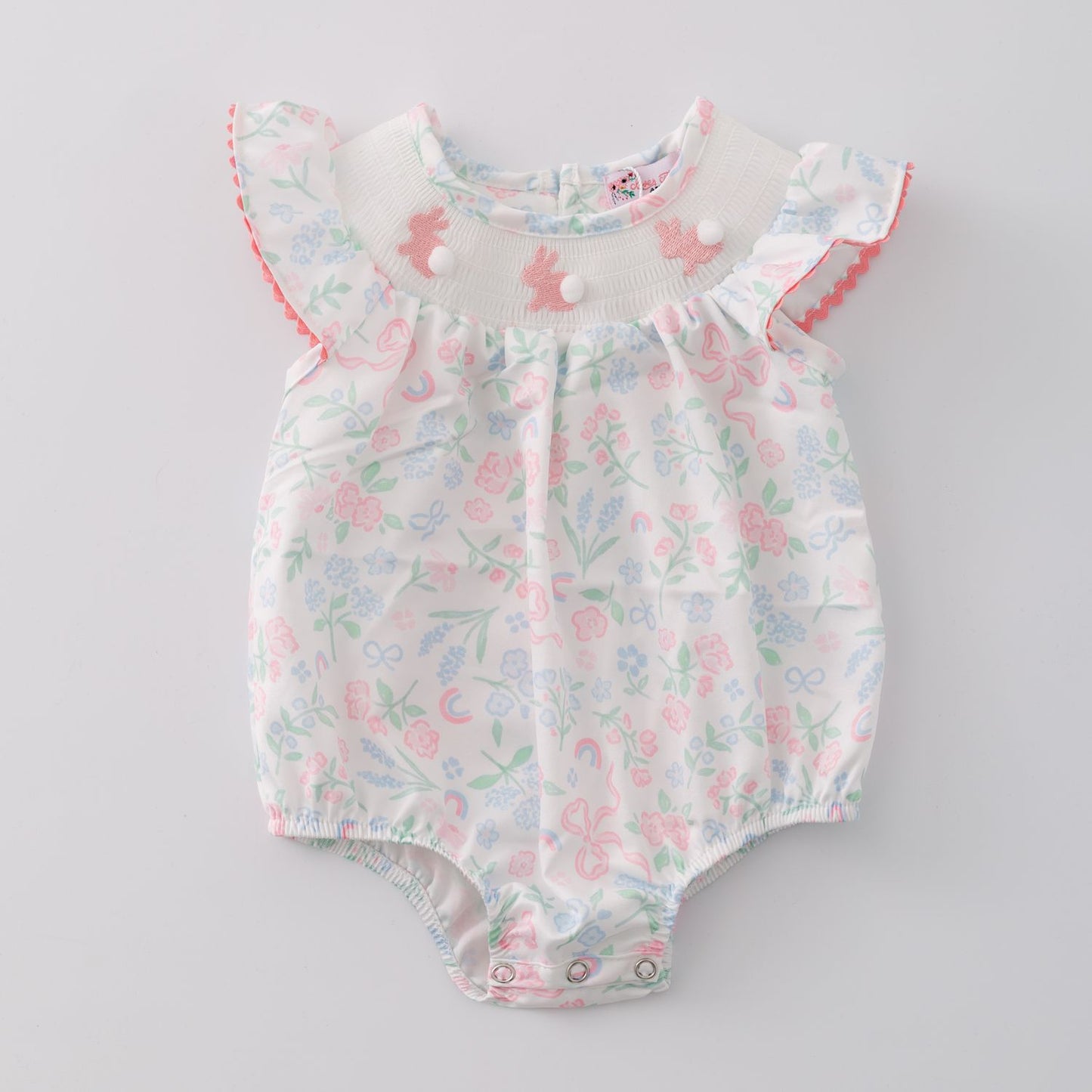 Cottontail Coquette Smocked Baby Romper