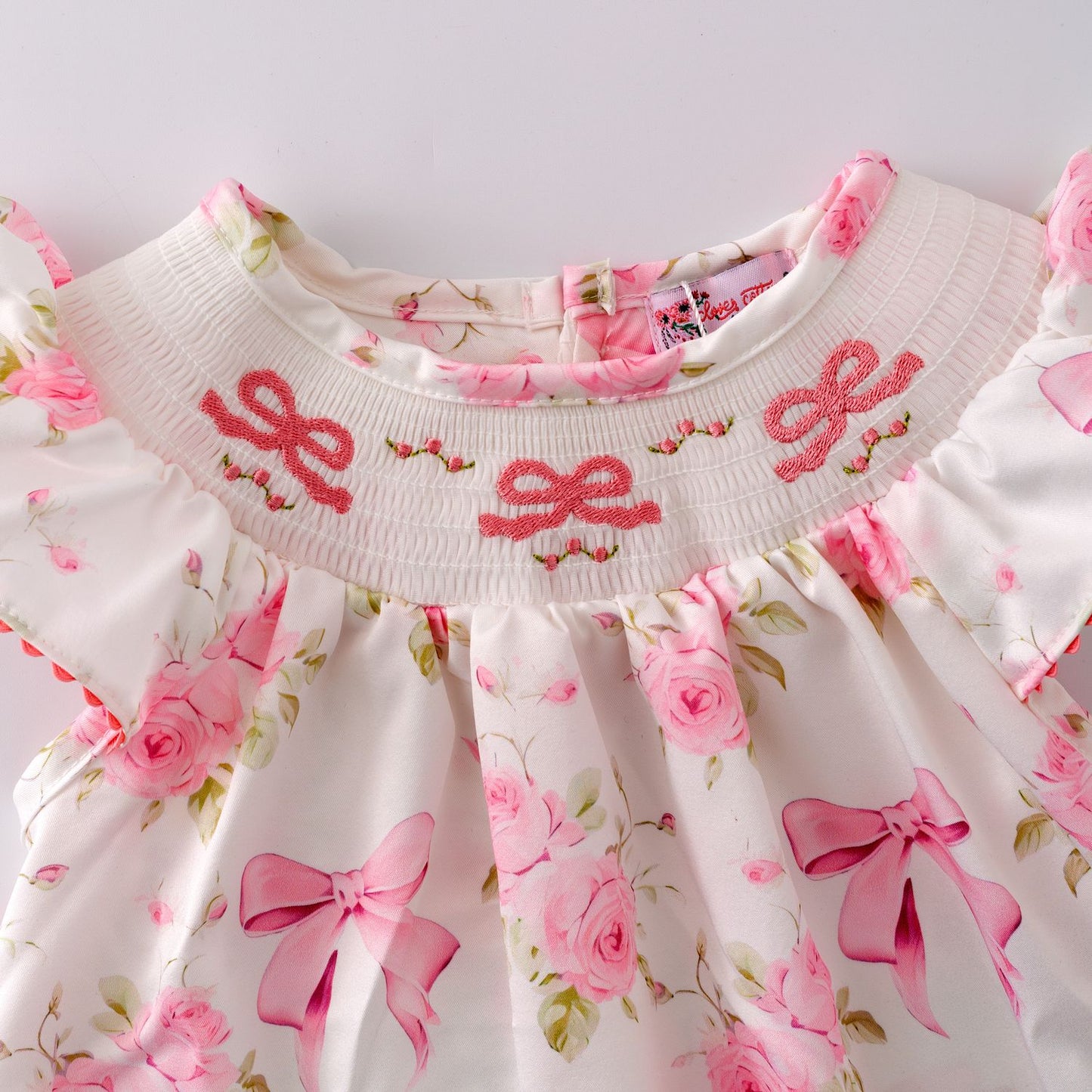 Rose Coquette Smocked Girls Dress