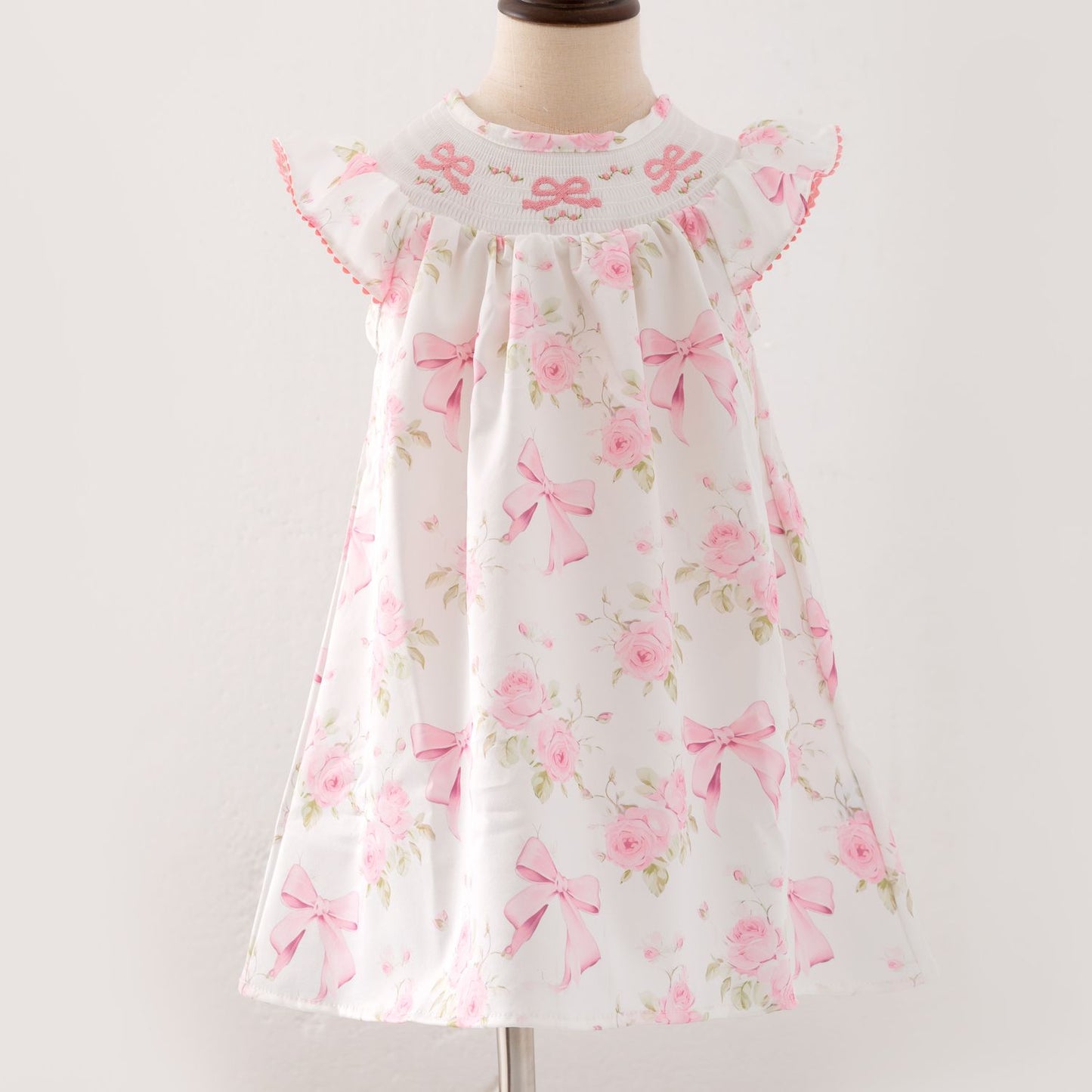 Rose Coquette Smocked Girls Dress