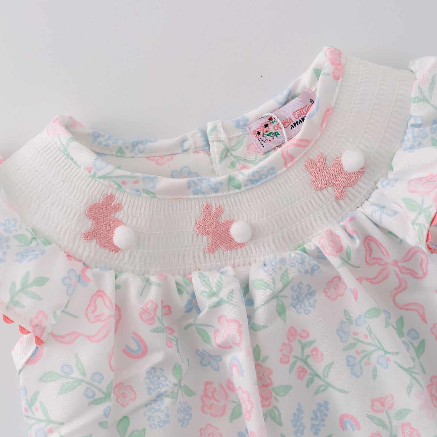 Cottontail Coquette Smocked Baby Romper