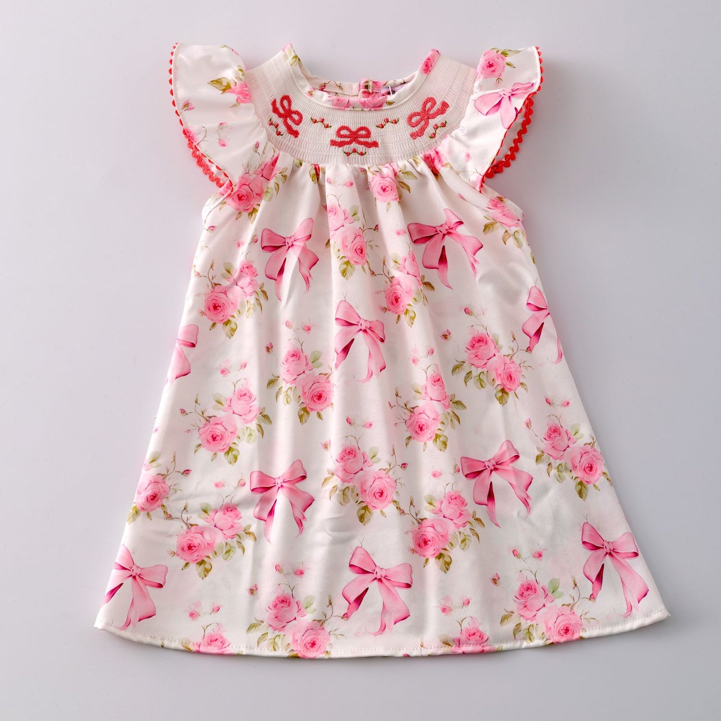 Rose Coquette Smocked Girls Dress