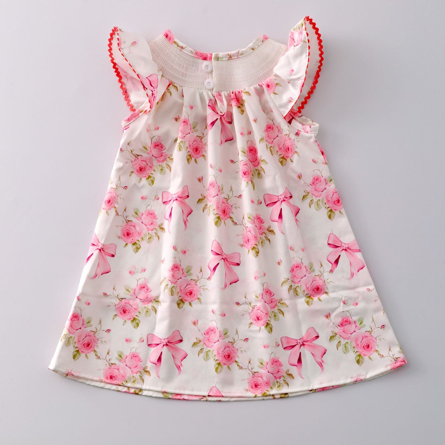 Rose Coquette Smocked Girls Dress