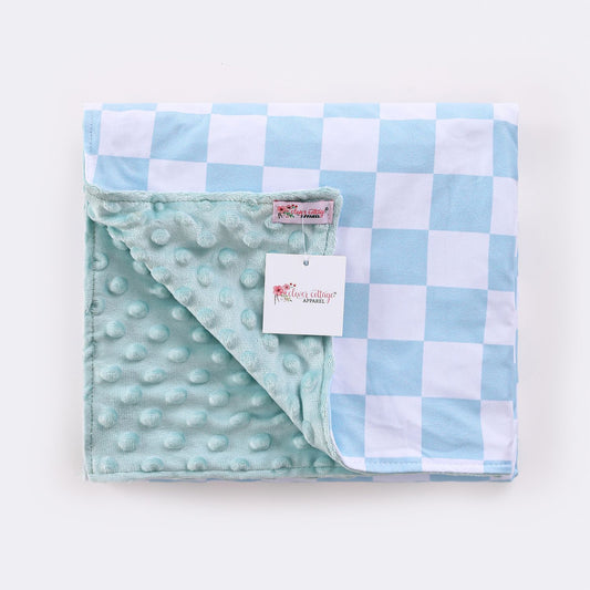 Blue Checkered Minky Blanket