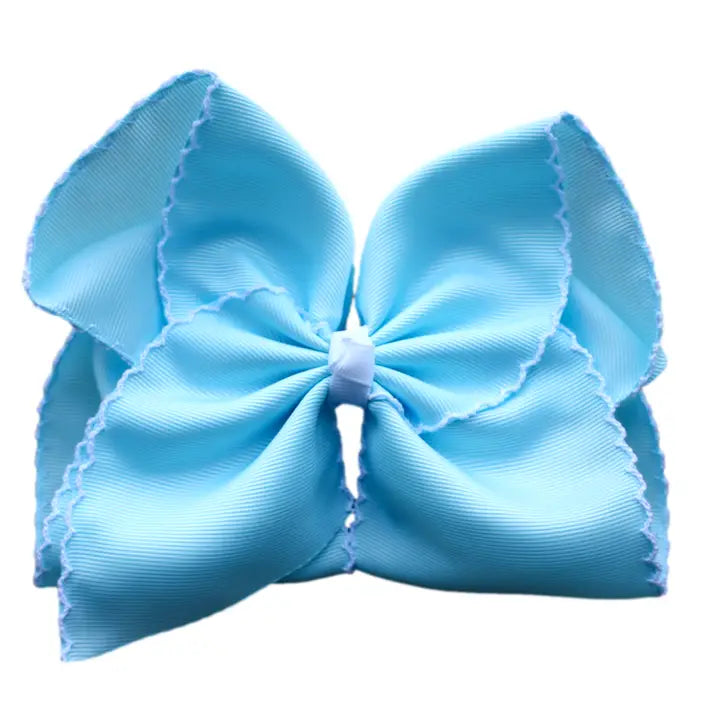 Light Blue Moon Stitch Hair Bow