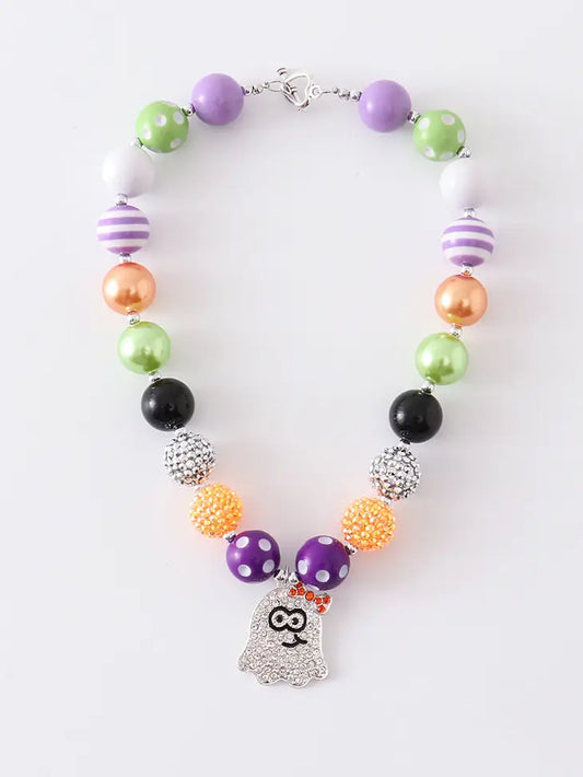 Purple Halloween Ghost Bubble Chunky Necklace