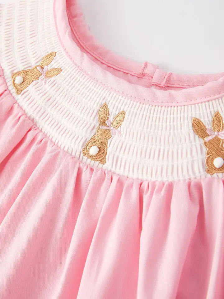 Pink Lace Cuff Easter Bunny Dress