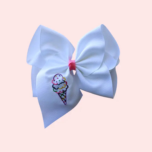 Ice Cream Embroidered Hair Bow