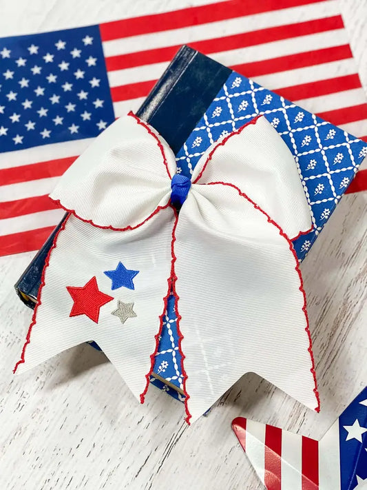 Stars Embroidered Cheer Bow