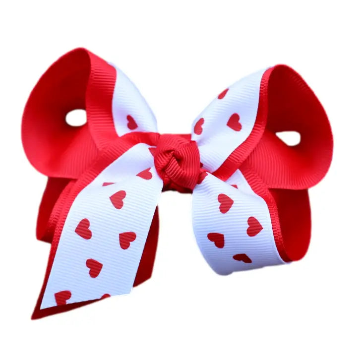 Red Hearts Layered Hair Bow ❤️