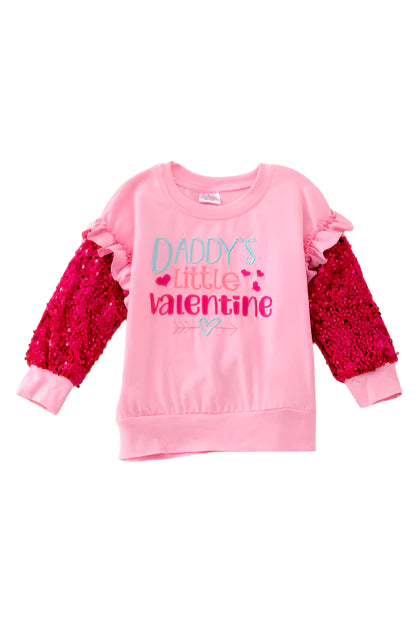 Daddy's Little Valentine Sequin Sleeve Shirt