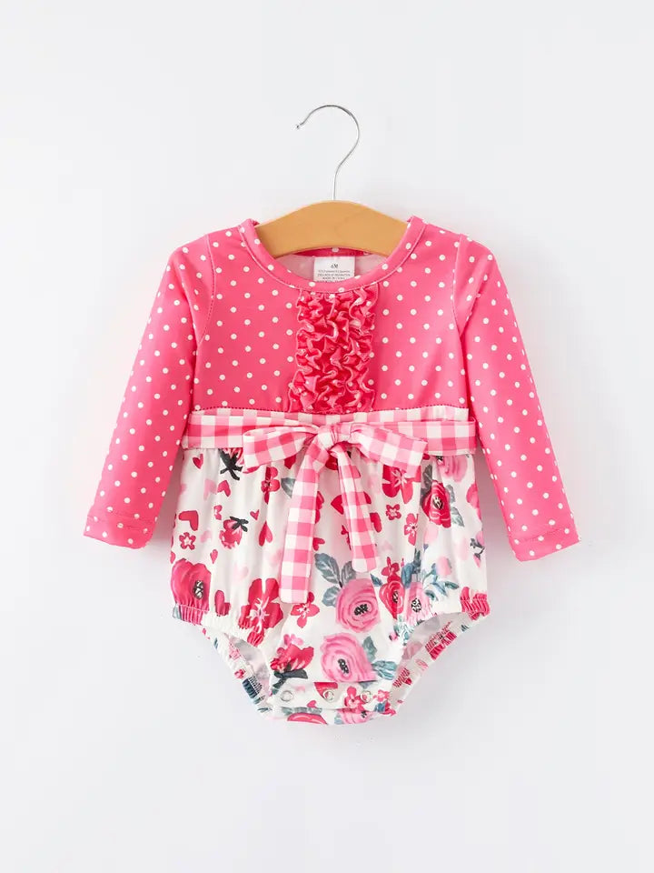 Rosy Charm Polka Dot Romper