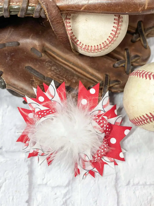 Baseball Feather Bow