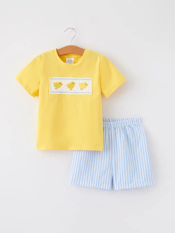 Spring Chick Embroidery Boy Set