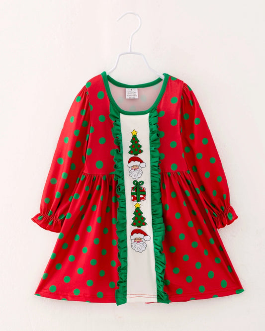 Polka Dot Embroidered Christmas Dress