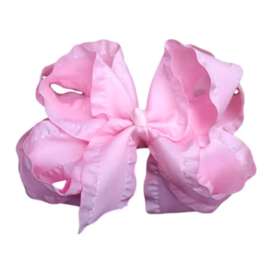 Pink Double Ruffle Hair Bow