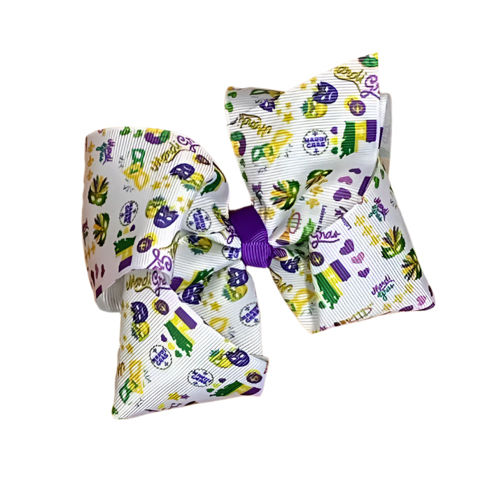 Mardi Gras Palooza Print Hair Bow