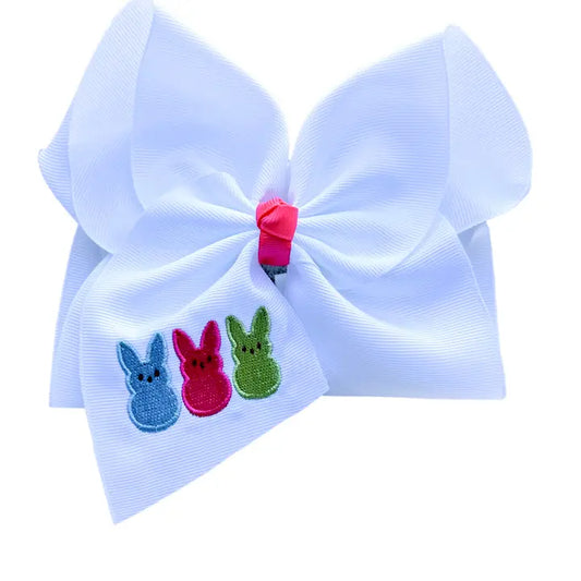 Color Bunnies Embroidered Hair Bow | Alligator Clip