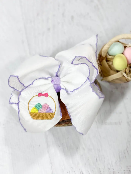 The Egg Hunt Moonstitch Embroidered Hair Bow