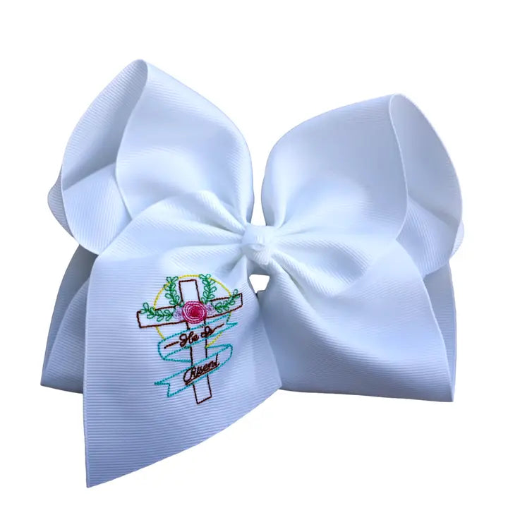 He Is Risen Embroidered Hair Bow