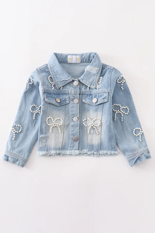 Pearl Bow Denim Jacket