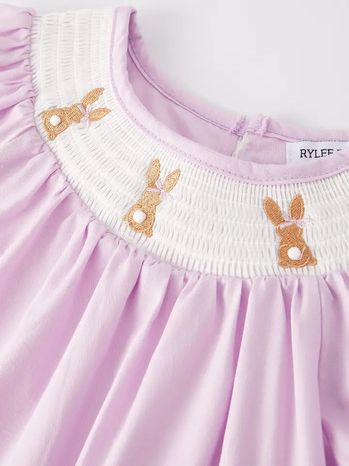 Purple Lace Cuff Easter Bunny Dress