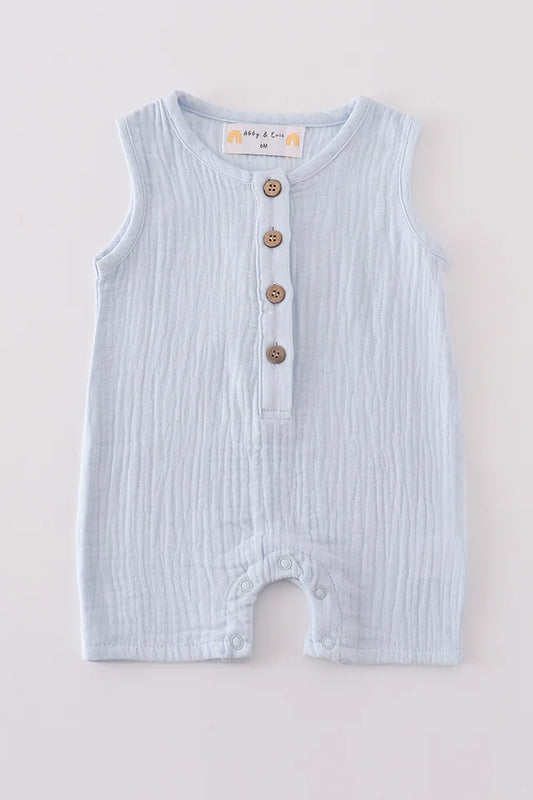 Coastal Calm Muslin Button Romper